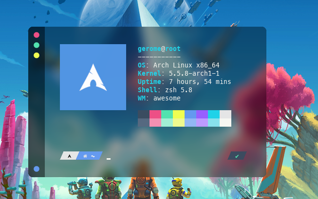 A small terminal emulator window with a title bar on the left.